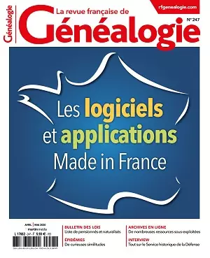 La Revue Française De Généalogie N°247 – Avril-Mai 2020 [Magazines]