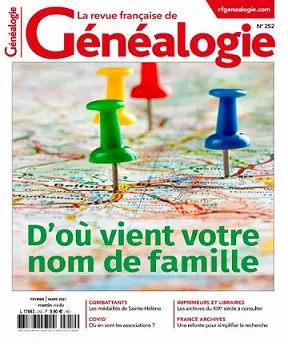 La Revue Française De Généalogie N°252-Février-Mars 2021 [Magazines]