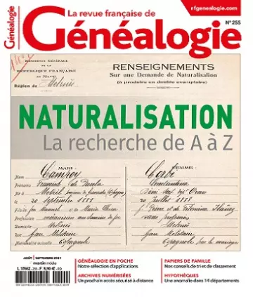 La Revue Française De Généalogie N°255 – Août-Septembre 2021 [Magazines]