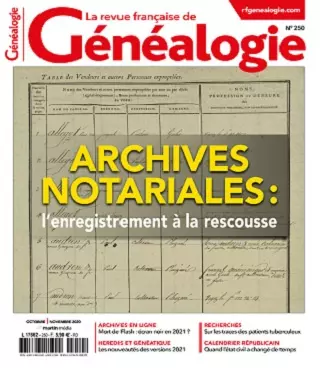 La Revue Française De Généalogie N°250 – Octobre-Novembre 2020 [Magazines]