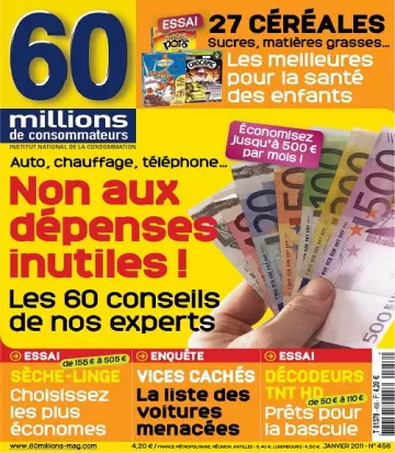 60 Millions De Consommateurs N°456 – Non aux Dépenses inutiles !  [Magazines]